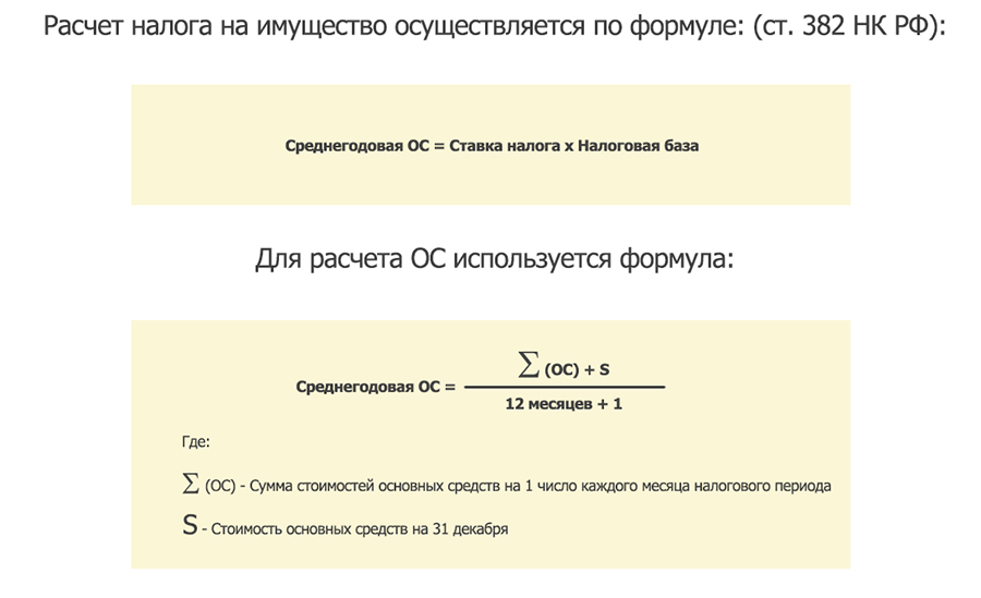 формула расчета налога по кадастровой стоимости